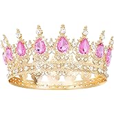Feltent Pink Crown for Women Crystal Tiara and Queen Crown for Women Wedding Headband for Bride Hair Accessories for Costume Birthday Party Cake Decoration Prom