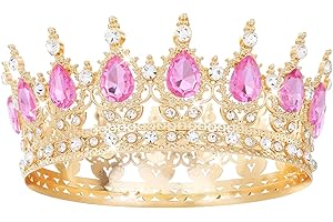 FELTENT Pink Crown for Women Crystal Tiara and Queen Crown for Girl Wedding Headband for Bride Hair Accessories for Costume Birthday Party Cake Decoration Prom