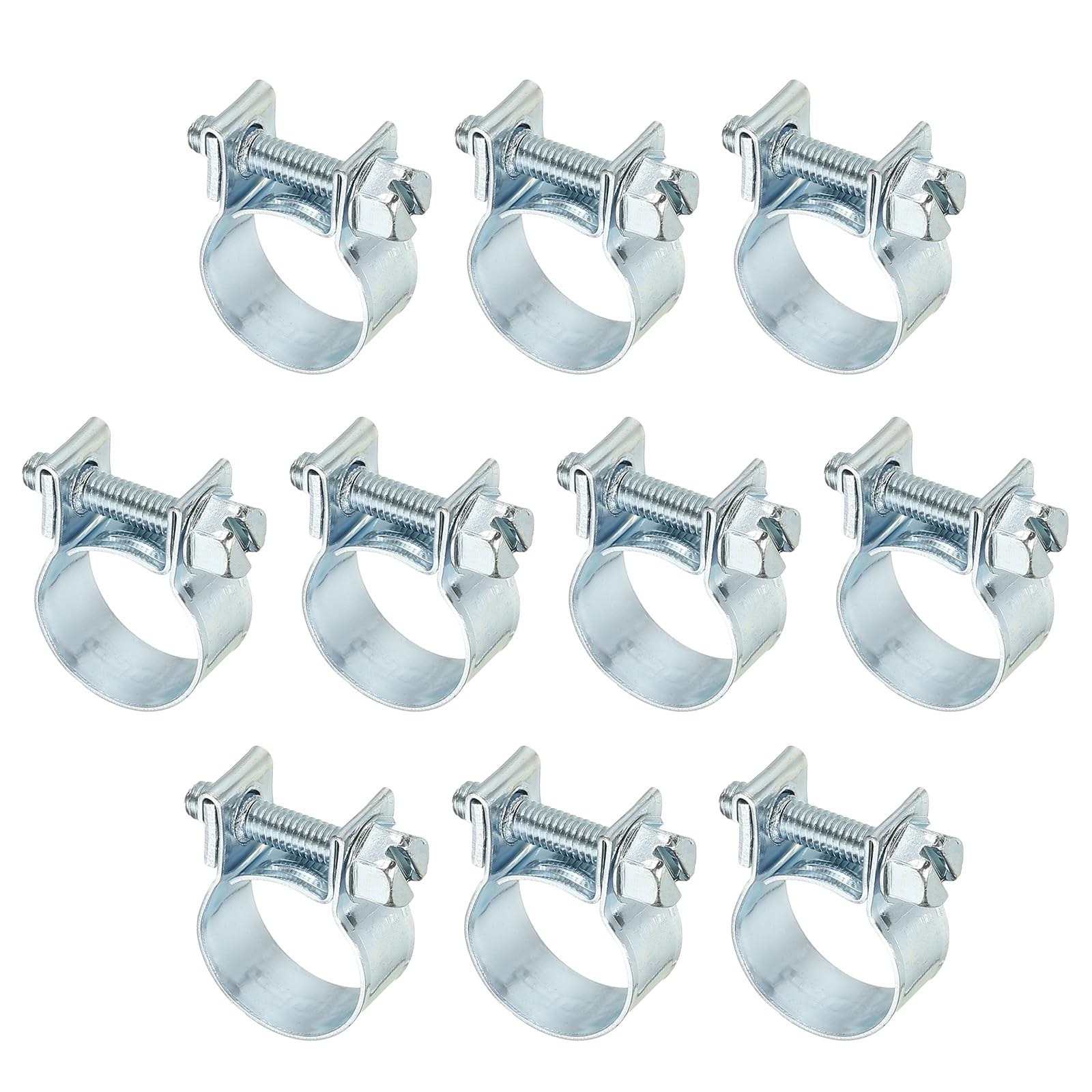 PATIKIL 10 Pcs 14-16mm Mini Fuel Injection Hose Clamps Zinc Plated Adjustable Clamp