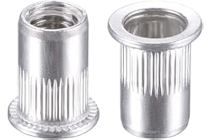 uxcell M8 Rivet Nuts Aluminium Alloy Knurled Flat Head Threaded Insert Nut Silver 50pcs