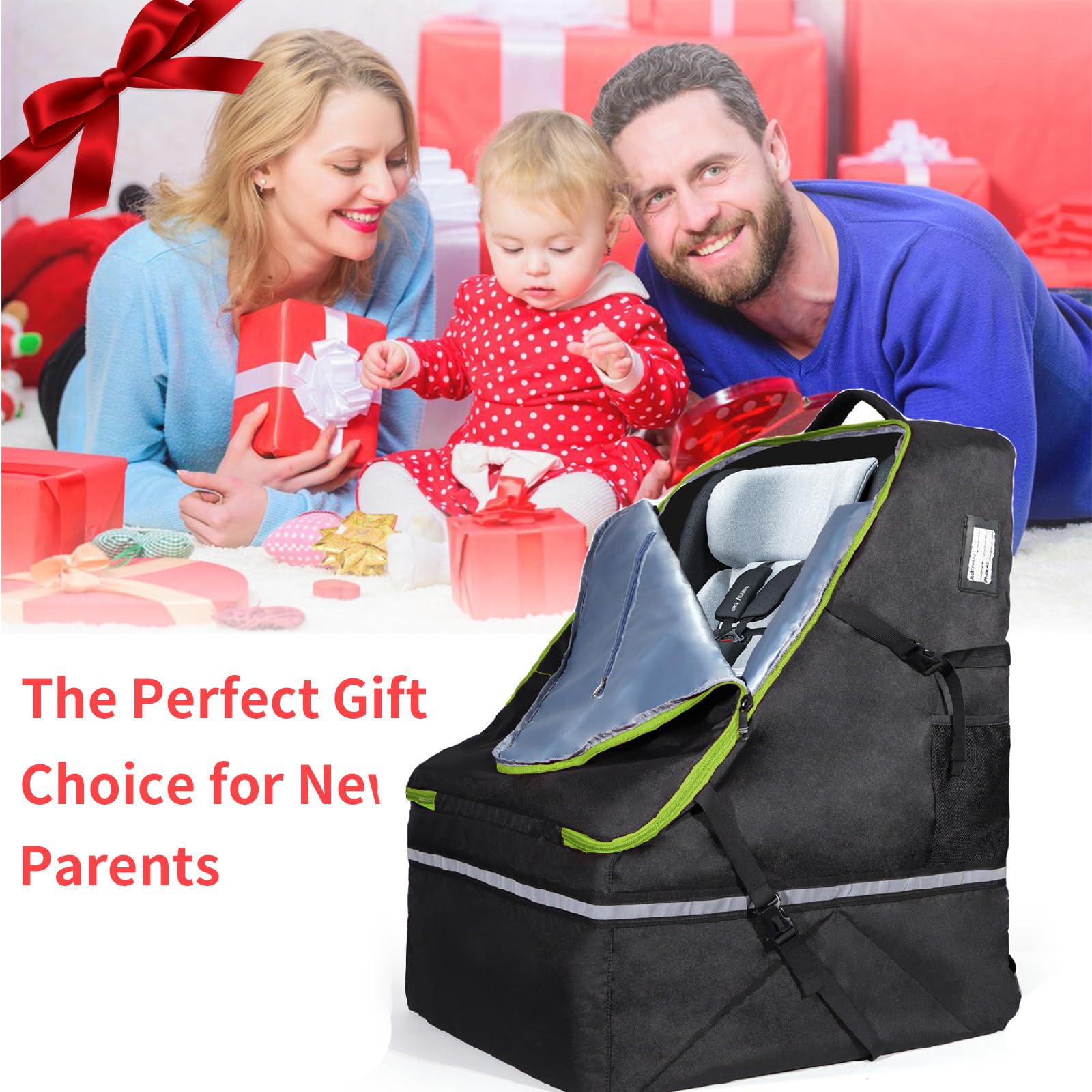 WEXIO 360° Padded Car Seat Travel Bag for Airplane, 1OO% Waterproof CarSeat Travel Backpack for Air Travel，Universal Fit for Graco Chicco Britax Evenflo Cybex Maxi Cosi Peg，20
