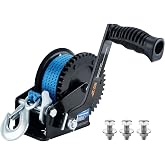 AC-DK 1600lbs Heavy Duty Boat Trailer Winch with 26FT Strap, 2-Way Ratchet &amp; 4:1 Gear Trailer Winch, Portable Hand Crank Winch for Boat, Truck, Trailer, RV, ATV, Jet Ski