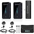 BOYA by-XM6 S4 Wireless Lavalier Microphone for iPhone iPad, Dual Cordless Clip-on Lapel Mic for iOS Video Recording YouTube Facebook Live Stream Podcast Interview Vlog (328ft Range)