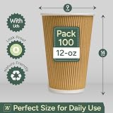 Zuvo 12oz Disposable Cups with Lids 30 Pack Triple Wall Ripple view 2