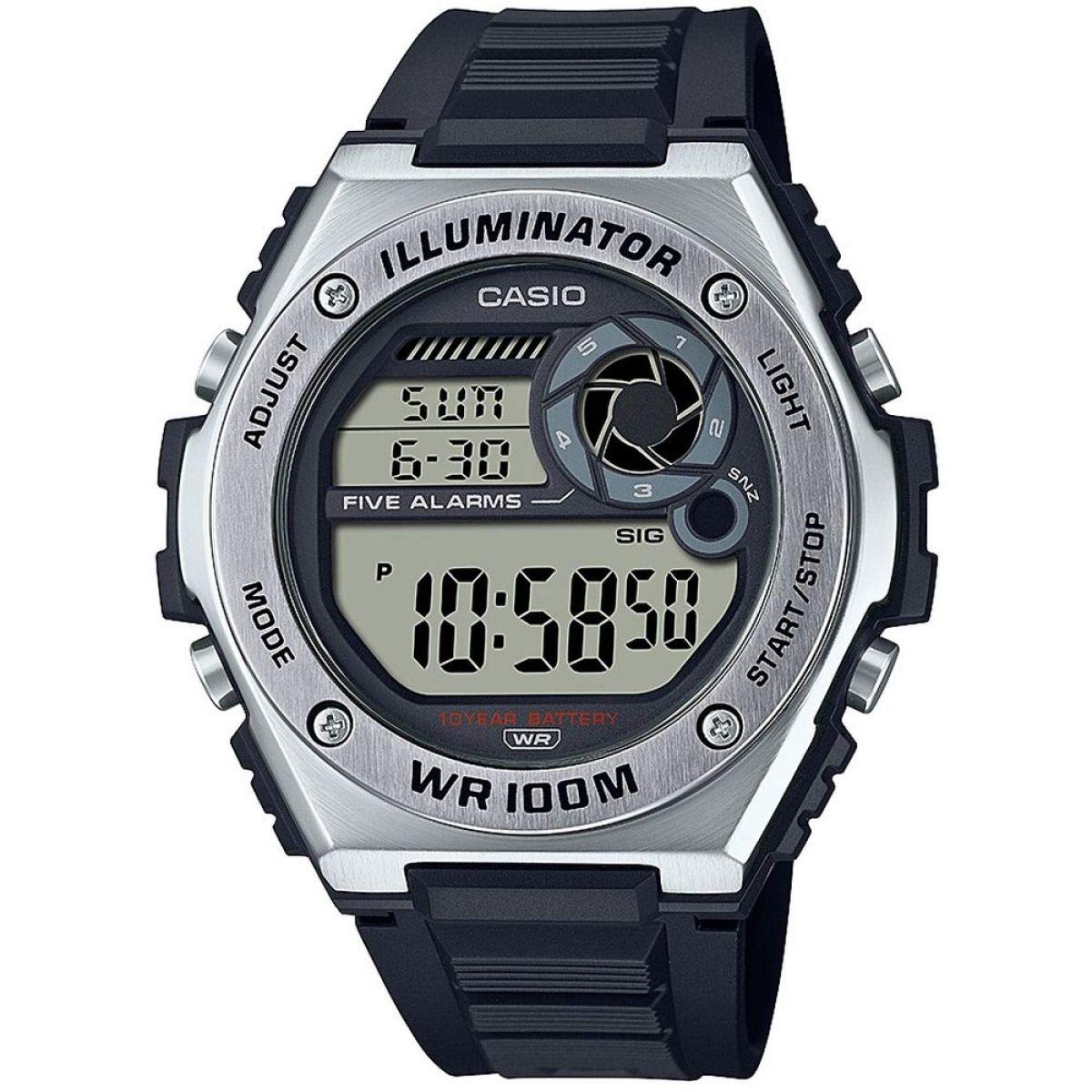 Casio Gents 51.00mm Quartz Watch with Black Digital dial and Black Plastic/Resin Strap Strap MWD-100H-1AVEF