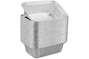 [30 Pack] 5 x 6 inch Aluminum Foil Pans Half Size Deep Steam Table Pans (410ml)