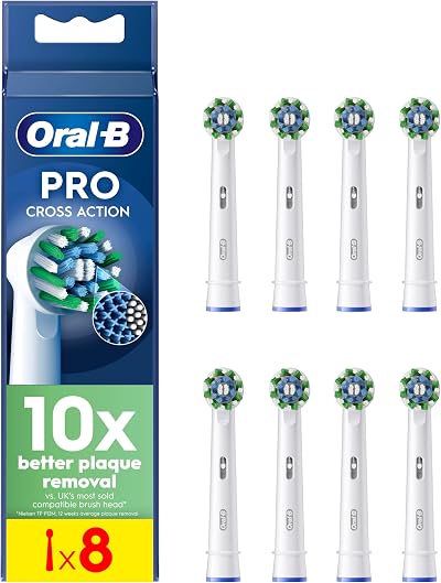 Oral-B Pro Cross Action Electric Toothbrush Head Pack of 8 White