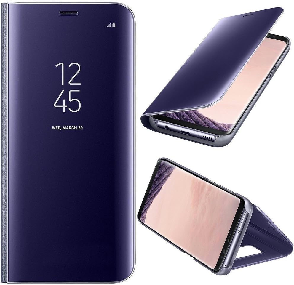 Mobile Phone Case Cover Shell for Samsung Galaxy S8/S8 Plus Flexible Screen Protector & Soft, Clear-View Flip Cover / Grip Pack with Mirror