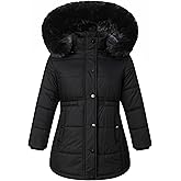 MAJSEBI Girls Winter Jacket Long Puffer Coat with Removable Hood,Kid's Warm Insulated Parka for Cold Weather, Full Zip