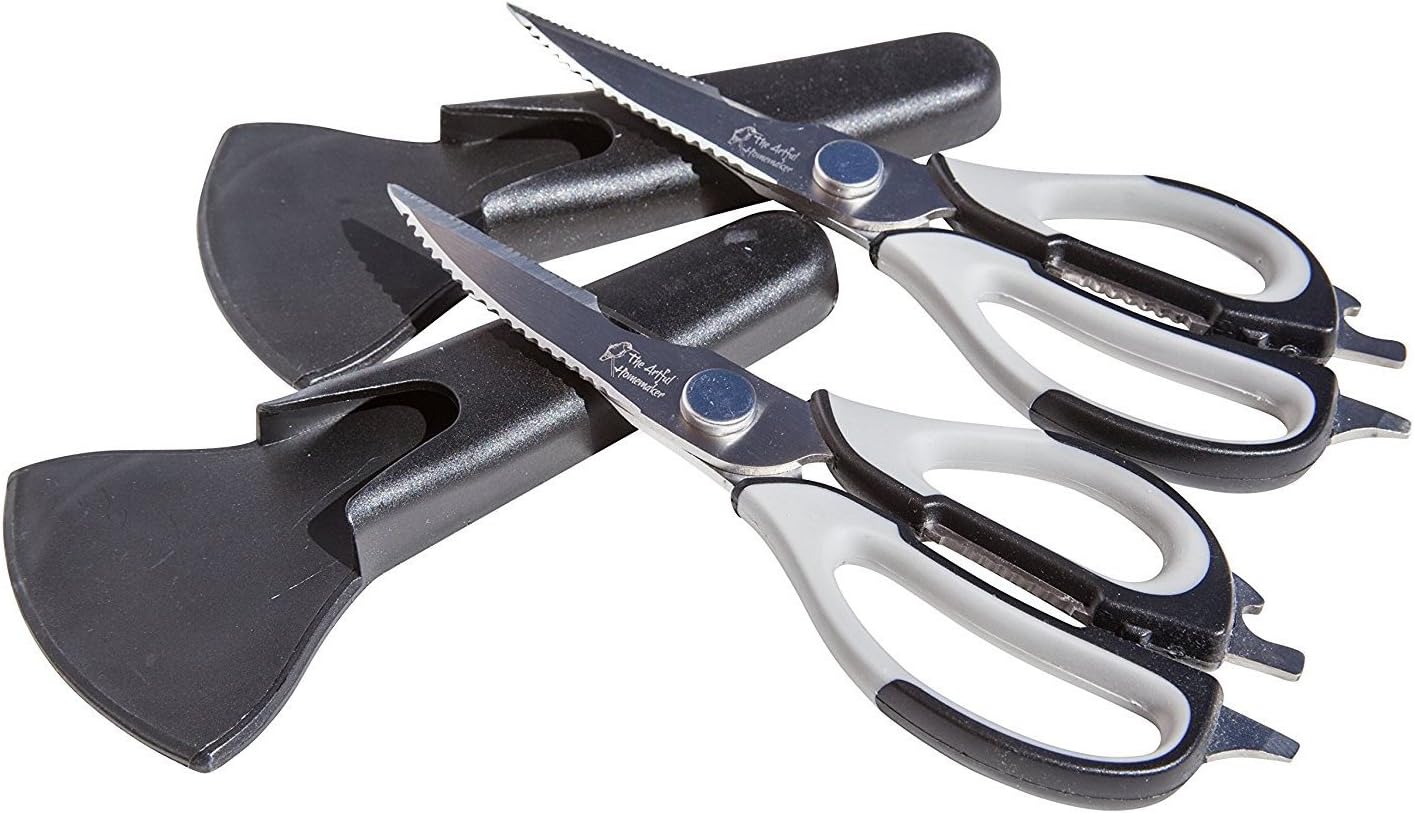 Ultra Sharp Kitchen Shears 2 Pack - Dishwasher Safe Take Apart Heavy Duty Culinary Chef Scissors - Easily Cut Food Like Poultry, Meat, Herbs, Vegetables and Scale Fish - With Magnetic Case