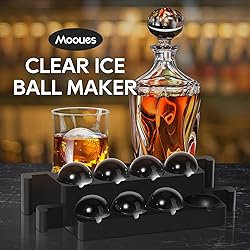 Mooues Clear Ice Ball Maker Mold, 8 Large Whiskey