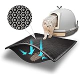 Pieviev Cat Litter Mat Double Layer Waterproof Urine Proof Trapping Mat 1 Pack (Black, 24x15 Inch (Pack of 1))