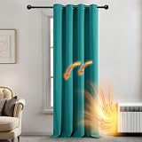 Deconovo Eyelet Blackout Curtain 100 x 95 In Turquoise 1 Panel Thermal Insulated view 2