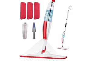 PANDA GRIP Spray Mops for Floor Cleaning Floor Mop with a Refillable Spray Bottle and 3 Washable Microfiber Pads Home or Commercial Use Dry Wet Flat Mop for Hardwood Laminate Wood (Purple)