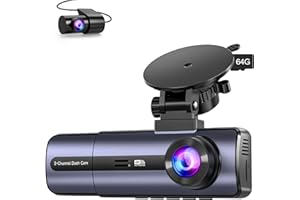 TUISAU 3-Channel 4K Dash Cam with WiFi, 4K+1080P+1080P Front/Inside/Rear, Night Vision, Parking Mode, 64GB Card Included
