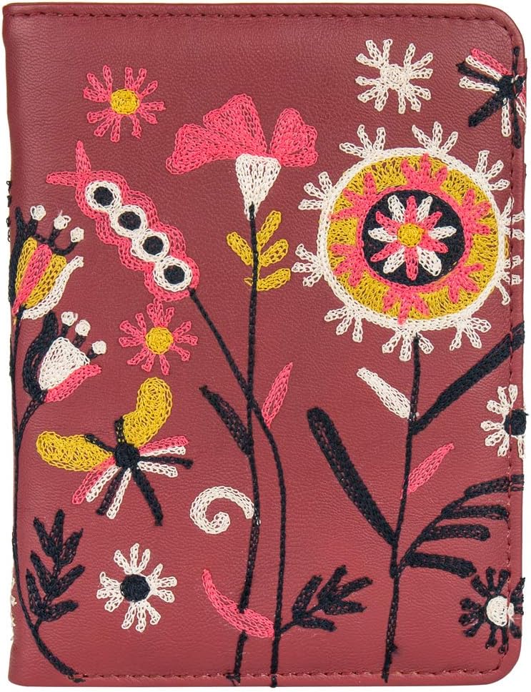 Earthy Blossom Embroidered Passport Holder