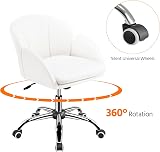 Yaheetech Faux Leather Desk Chair White Flower Petal Design Swivel Chair view 8