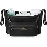Momcozy Universal Stroller Organizer | Minimalist Caddy with 2 Insulated Bottle Holder | Silicone Anti-Slip Straps | Detachab