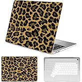 Seorsok Compatible with MacBook Air 13 Inch Case 2022 2021 2020-2018 Release A1932 A2179 M1 A2337 Touch ID,Classic Leopard Grain Plastic Hard Shell Case with Keyboard Cover,Retro Golden
