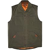 Lisskolo Men's Quilted Lined Vest Washed Canvas Winter Warm Outdoor Hunting Work Utility Travel Vest Jacket