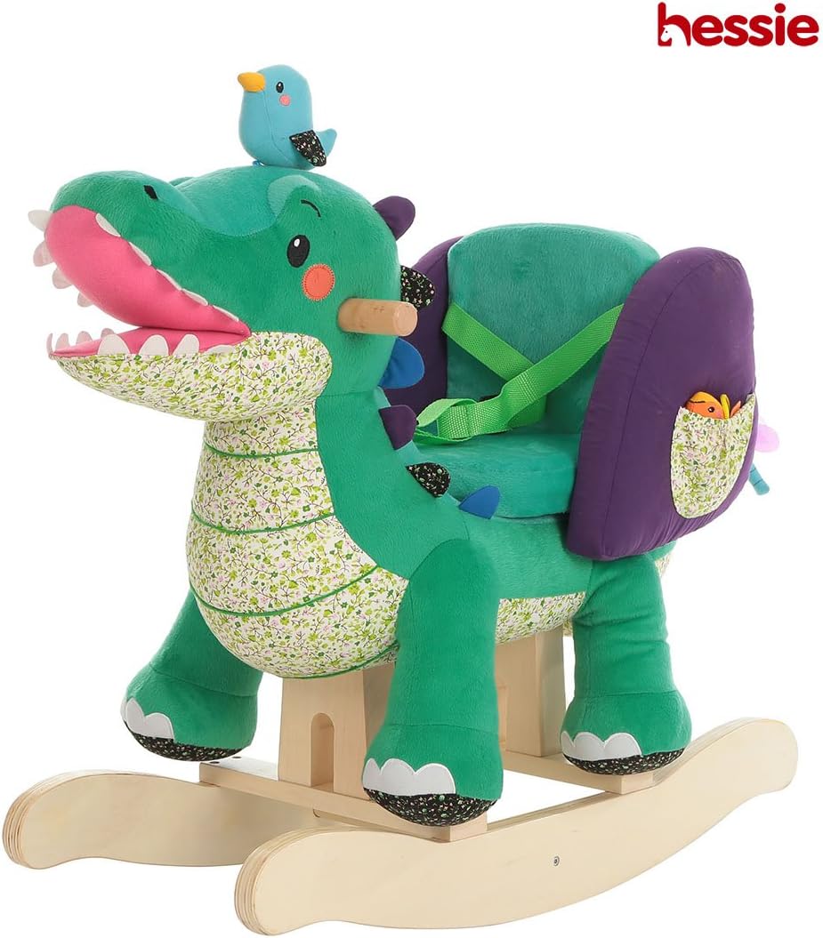 Baby Rocking Horse, Kids Crocodile Wooden Rocker Ride On, Plush Rocking Horse Ages 1-3