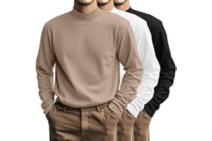 Riyiper 3 Pcs Plus Size Men's Mock Turtleneck Shirt Long Sleeve Turtleneck Pullover Casual Undershirt Basic Base Layer