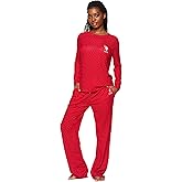 U.S. Polo Assn. Women's 2-Piece Pajama Set, Long Sleeve Top, Pants Valentines Gifts for Her