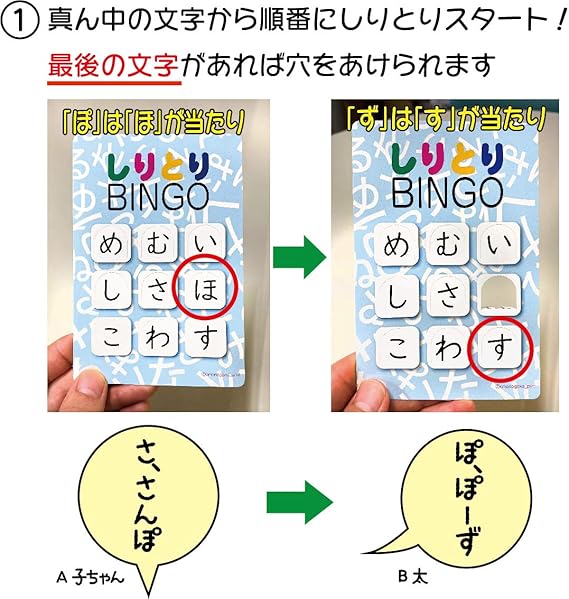 Amazon しりとりbingo しりとりビンゴ お試しセット 知育 脳トレ ひらがな学習 語彙力アップ カードゲーム 脳トレ 学習ゲーム おもちゃ