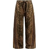 Leopard Print Sweatpants Women Men Striped Baggy Cheetah Sweat Pants Wide Leg Animal Sweats Loose Fit Drawstring Streetwear