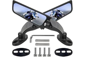 SCERYMO Large Size Motorcycle Mirrors, Stealth Mirror Side Mirrors, Wing Rear View Mirror for Honda CBR250R CBR300R CBR500R CBR600RR CBR1000RR Kawasaki Ninja 300 400 650 ZX6R Suzuki GSXR 600 750 Ducati Yamaha