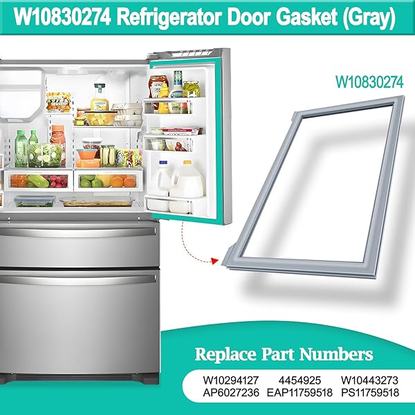 UPGRADED W10830274 REFRIGERATOR DOOR GASKET FOR WHIRLPOOL REFRIGERATOR PARTS WRX735SDBM00 WRX735SDBH00 W10294127 W10443273 FRIDGE DOOR GASKET FOR KITCHENAID REFRIGERATOR SEAL KFXS25RYMS0 FRIDGE GASKET