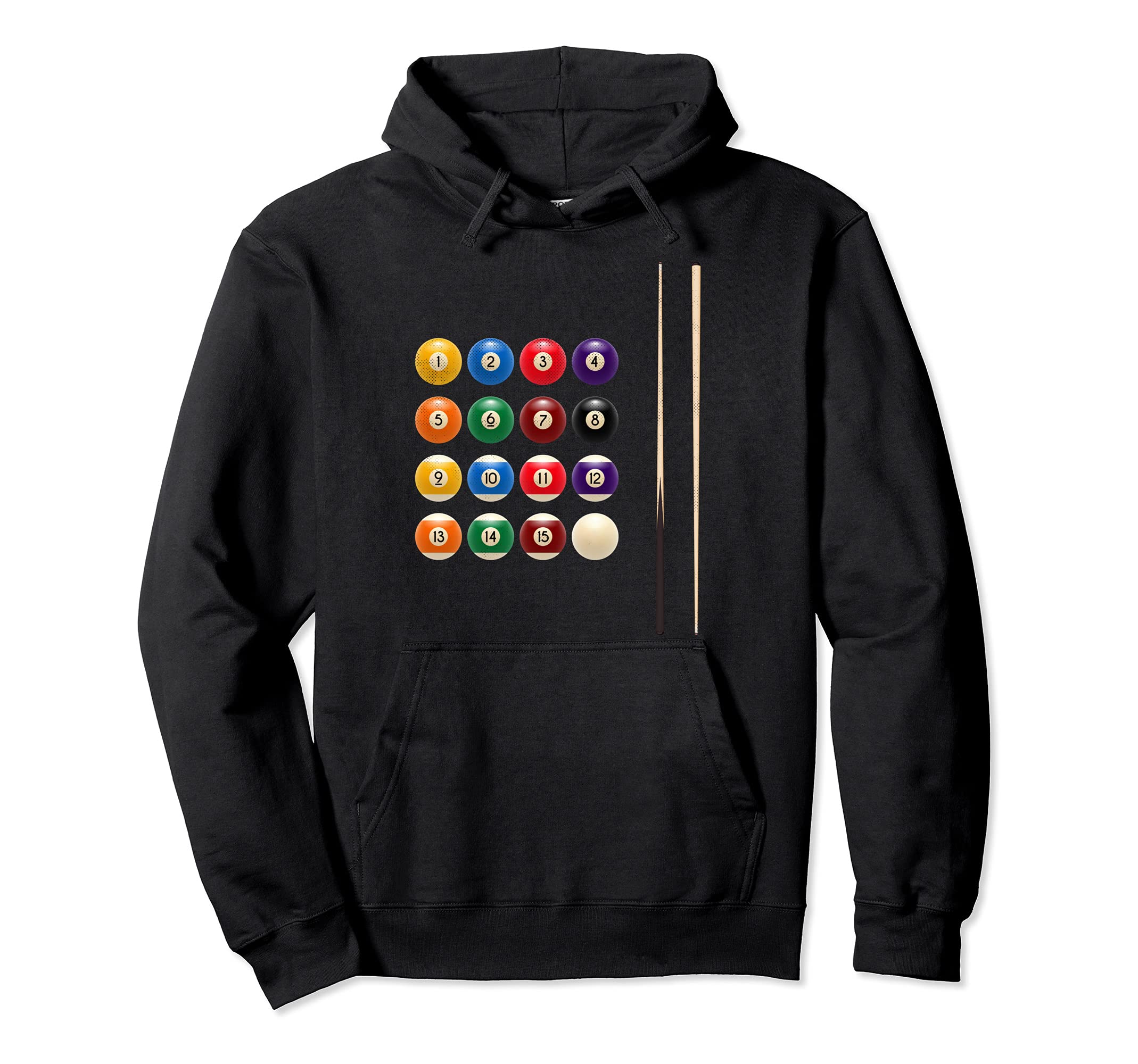 Billiards Ball Cue Rack Funny Pool Stick Billiard Player Pullover Hoodie