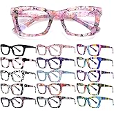 SIGVAN 15 Packs Reading Glasses Oprah Style Reading Glasses with Spring Hinge Square Computer Readers for Women