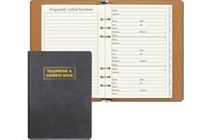 suituts Refillable Address Book with Alphabetical Tabs, 600 Entry Spaces Large Print Contact Address/Phone Books, PU Leather Hardcover A5 6 Ring Address Book Binder for Senior Home Office