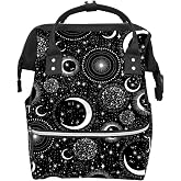 GACTIVITY Gothic Moon Stars Boho Diaper Bag Travel Backpack Large Capacity Multi-Function Zipper Casual Travel Backpacks for Mom Dad Unisex