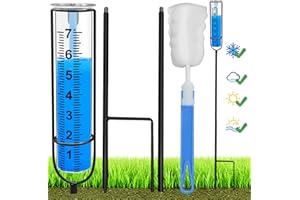 Rain Gauge for Outdoor, Freeze Proof Rain Guage Water Gauge for Rain Measure Gauge, Adjustable Height Glass Rain Gauge with S