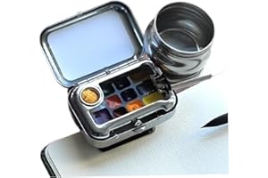 Travel Water Color Paint Set, 10 Grids Empty Mini Watercolor Palette with Magnetic Clip and Pen Washer Jug, Portable Watercol