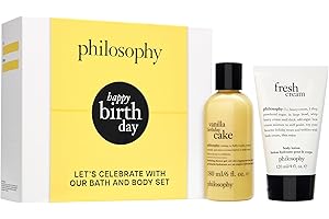 philosophy happy birthday gift set - 2-pc. vanilla birthday cake hydrating shower gel (6oz) & fresh cream body lotion (4oz) - moisturizing bath & body duo for women