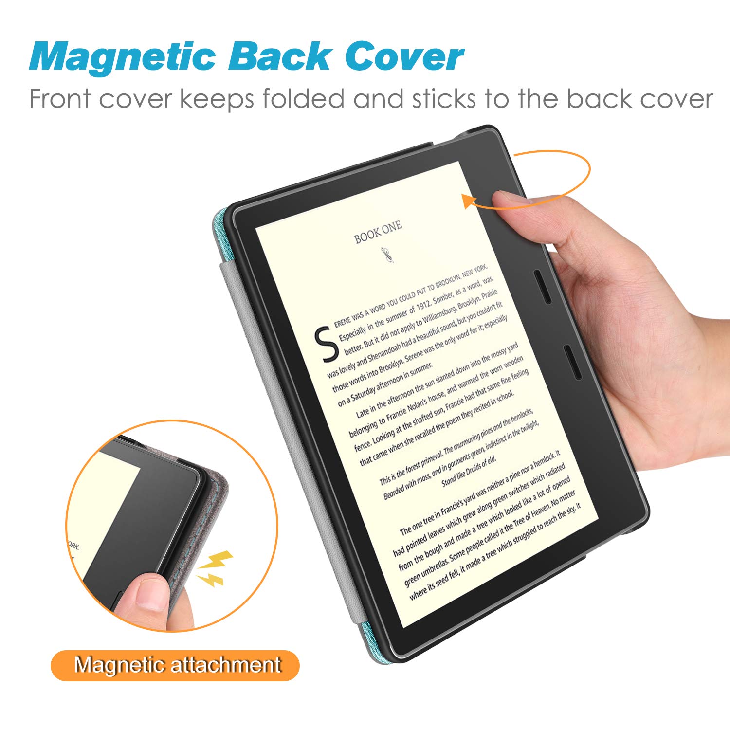 CaseBot Stand Case for Kindle Oasis (10th/9th Generation, 2019/2017 Release) - Premium PU Leather Sleeve Cover with Card Slot and Hand Strap, Turquoise