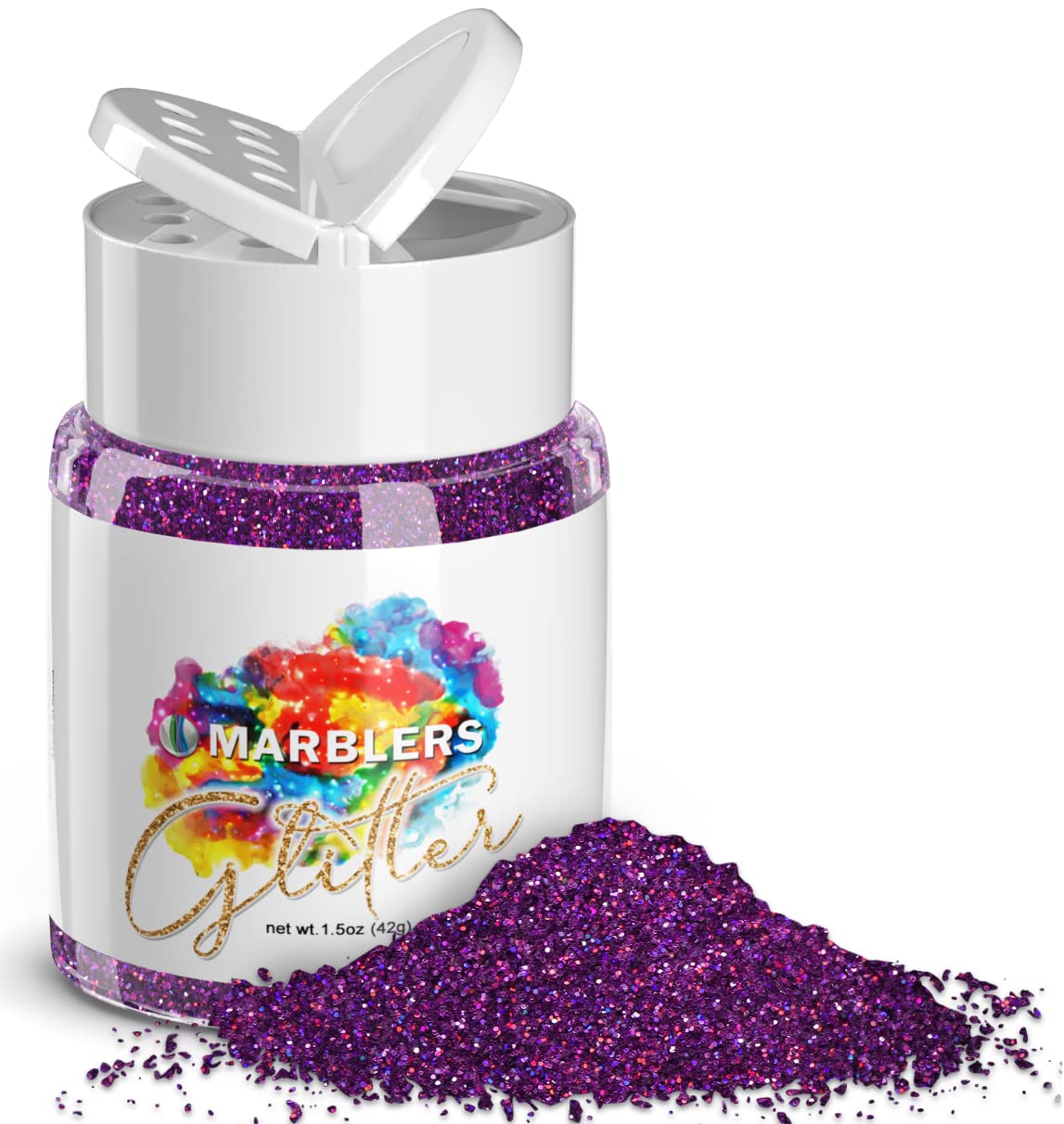 MARBLERS Holographic Glitter [Holo Magenta] 1.5oz (42g) | Fine | Non-Toxic, Vegan, Cruelty-Free | Face, Body, Eyeshadow, Hair, Festival, Party Makeup | Nail Art, Polish | Resin, Tumbler, Slime, Craft — image 1