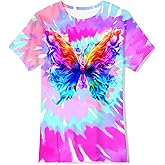 SunFoucs Girls Kids Shirts Size 5-12 Tie Dye Casual Tshirt Short Sleeve Crewneck Tee Top
