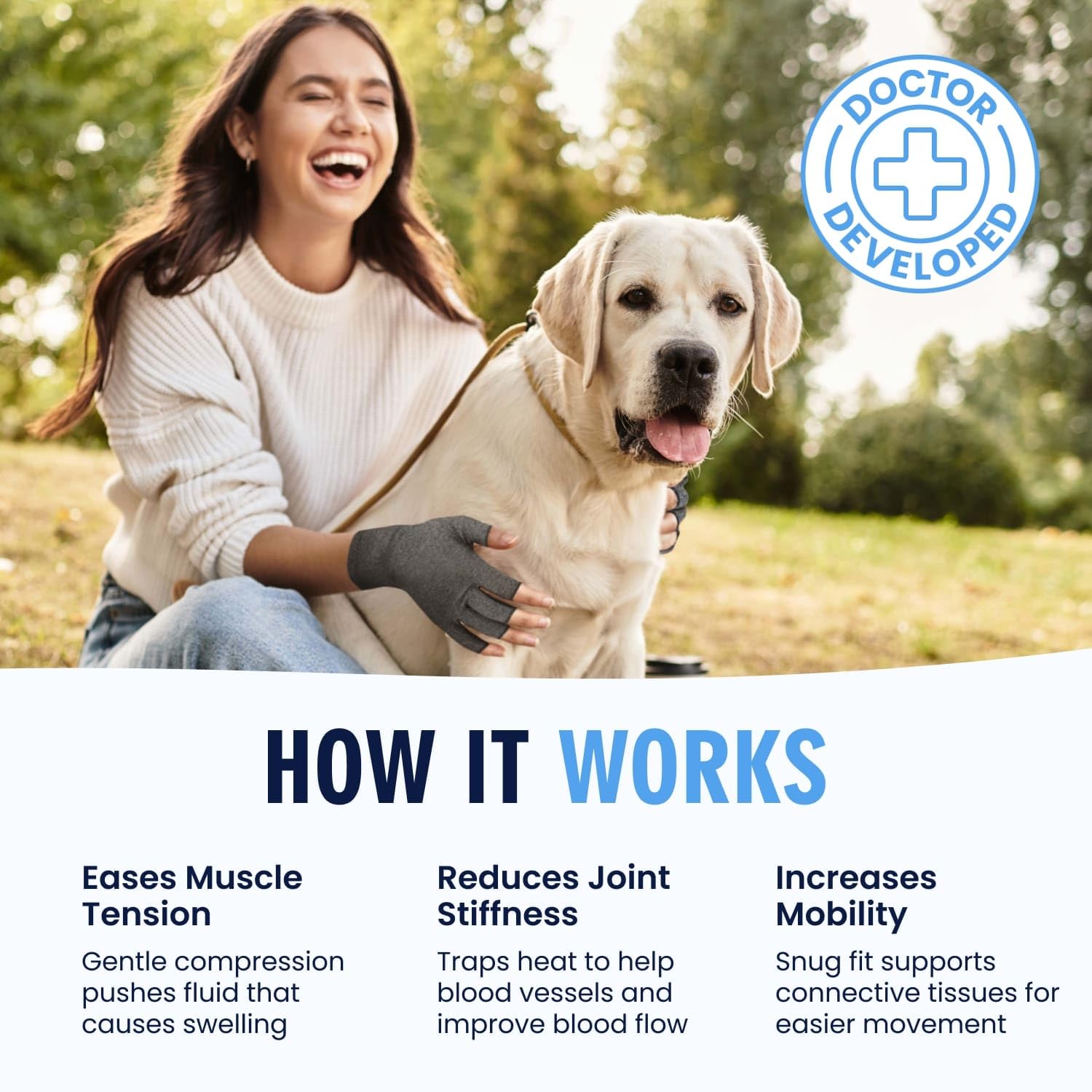 Dr. Frederick's Original Arthritis Compression Gloves for Women & Men - Ideal for Arthritis Hand Pain Relief, Carpal Tunnel, Reynaud’s & Poor Circulation - Medium