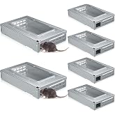 Qualirey 4 Pack Humane Mouse Trap Indoor Home Multi-Catch, Large, Silver | Multi-Catch Mice Trap, Live Catch and Release, Clear Top Monitoring, Reusable Mental for Indoor Home Outdoor Garage Kitchen