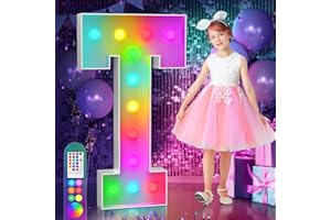 imprsv 4FT Colorful Marquee Light Up Letters T, 18 Colors Light Up Letters Alphabet Sign with Remote, One Letters First Birthday, Large Letters for Birthday Engagement Anniversary Wedding Party Decor