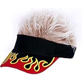 Men's Visor with Hair Fake Hairs Visor Hat with Hair for Men Funny Spiked Sun Hats Novelty Baseball Wig Caps Birthday Gift…