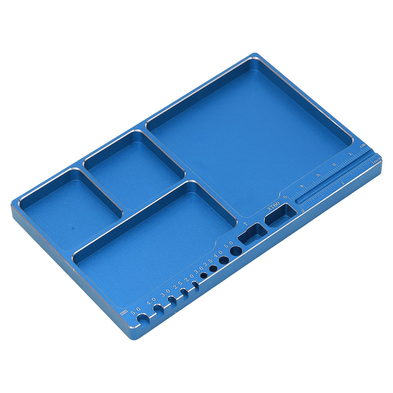 Kadimendium Magnetic Screw Tray, Wide Application RC Repair Tool Tray Large Space Sturdy Durable Aluminium Alloy for DIY(Blue)