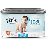The Diaper Genie Jumbo+ Square Refill, with continuous film, can hold up to 1080 newborn-sized diapers per refill.