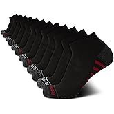 Reebok Mens Quarter Socks - 12 Pack Performance Stretch Moisture Wicking Athletic Running Ankle Socks for Men