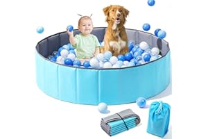 Hikiddy Large Ball Pit for Toddlers - 44in Baby Ball Pool with Playmat, Hold Over 1000 Balls, Foldable Play Pit for Kids Dogs Indoor and Outdoor Games, Party Toys Gifts, Balls Not Include (Blue)