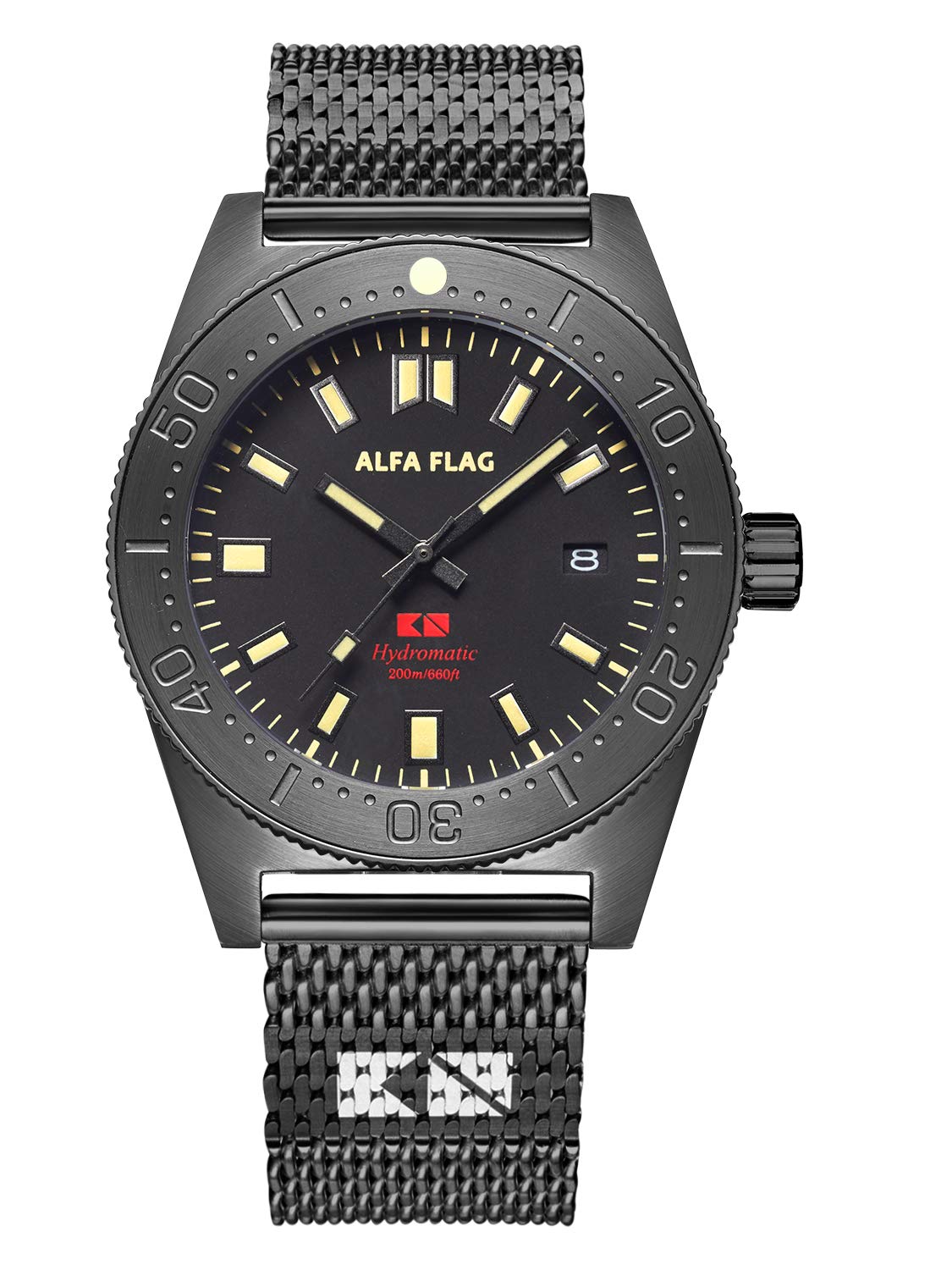 ALFA FLAG Hydromatic 200m/660ft Diver Watch Professional Automatic Men's Sport Watch, AFHM200B-1